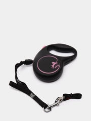 Поводок-рулетка для выгула собак Flexi Black Design трос М, 5м 20кг, розовый