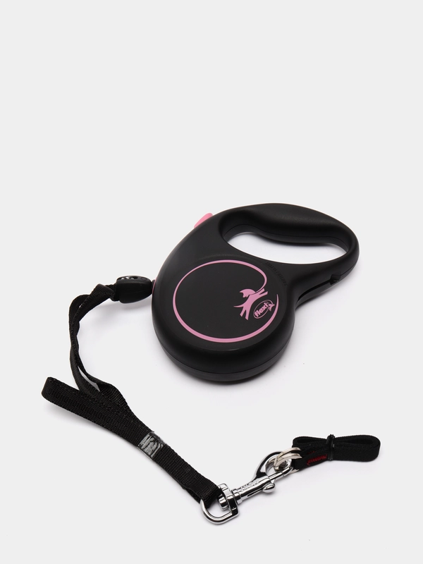 Поводок-рулетка для выгула собак Flexi Black Design трос М, 5м 20кг, розовый