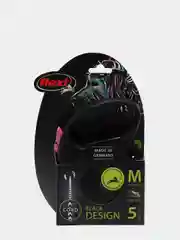 Поводок-рулетка для выгула собак Flexi Black Design трос М, 5м 20кг, розовый