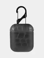 Черный чехол кожа крокодила для Apple Airpods с карабином