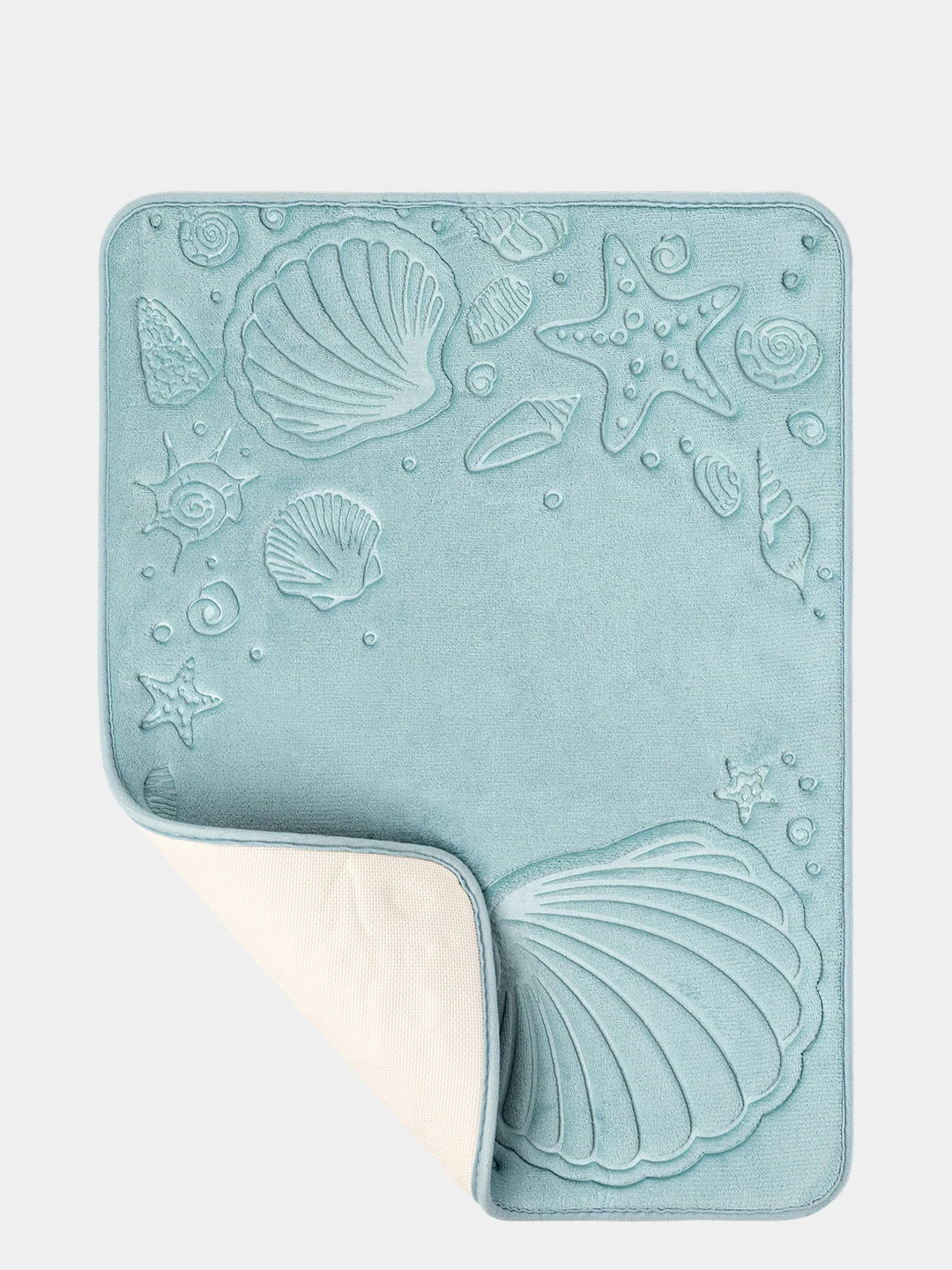 Коврик для ванной DeNASTIA "РАКУШКИ" memory foam 50x70см, голубой