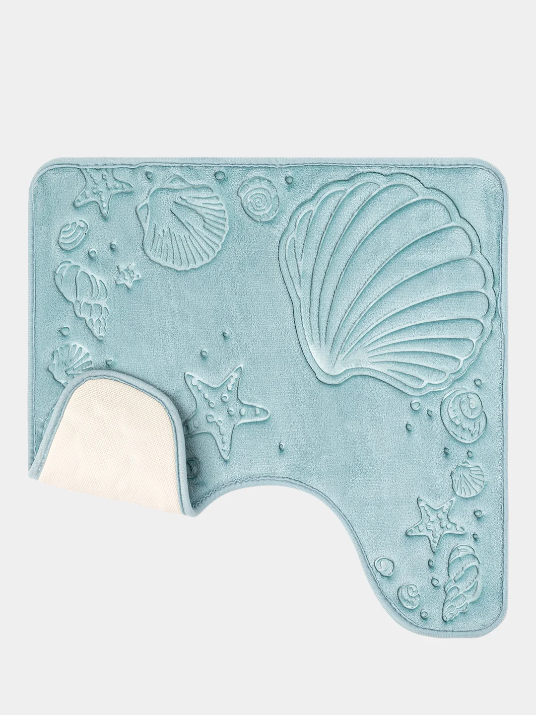 Коврик для туалета DeNASTIA "РАКУШКИ" memory foam 50x50см, голубой