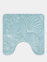 Коврик для туалета DeNASTIA "РАКУШКИ" memory foam 50x50см, голубой