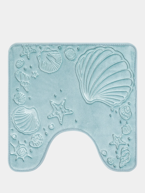Коврик для туалета DeNASTIA "РАКУШКИ" memory foam 50x50см, голубой