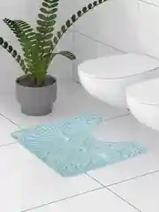 Коврик для туалета DeNASTIA "РАКУШКИ" memory foam 50x50см, голубой