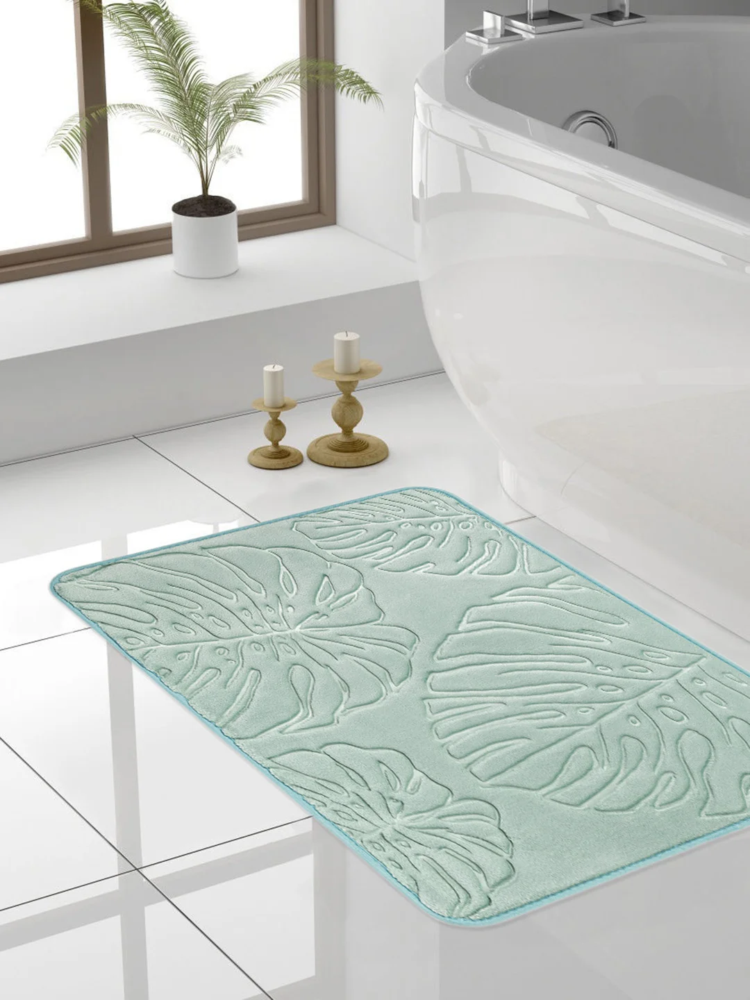 Коврик для ванной DeNASTIA "ТРОПИКИ" memory foam 50x70см, зелёный