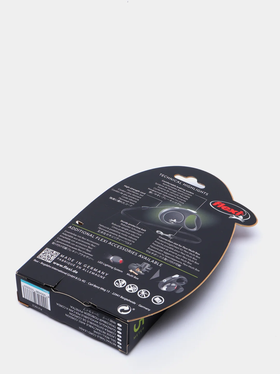 Поводок-рулетка для выгула собак Flexi Black Design трос S, 5м 12 кг, голубой