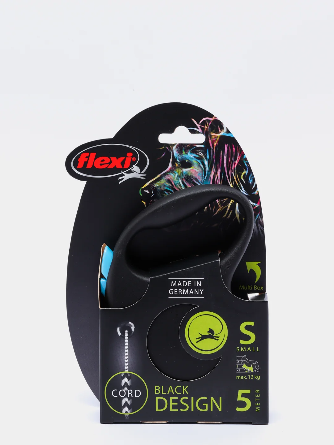 Поводок-рулетка для выгула собак Flexi Black Design трос S, 5м 12 кг, голубой