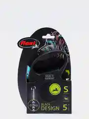 Поводок-рулетка для выгула собак Flexi Black Design трос S, 5м 12 кг, голубой