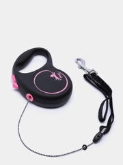 Поводок-рулетка для выгула собак Flexi Black Design трос S, 5м 12 кг, розовый