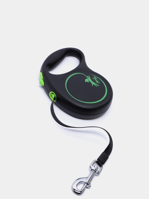 Поводок-рулетка для собак Flexi Black Design лента L, 5м 50кг, зелёный