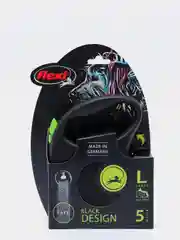 Поводок-рулетка для собак Flexi Black Design лента L, 5м 50кг, зелёный