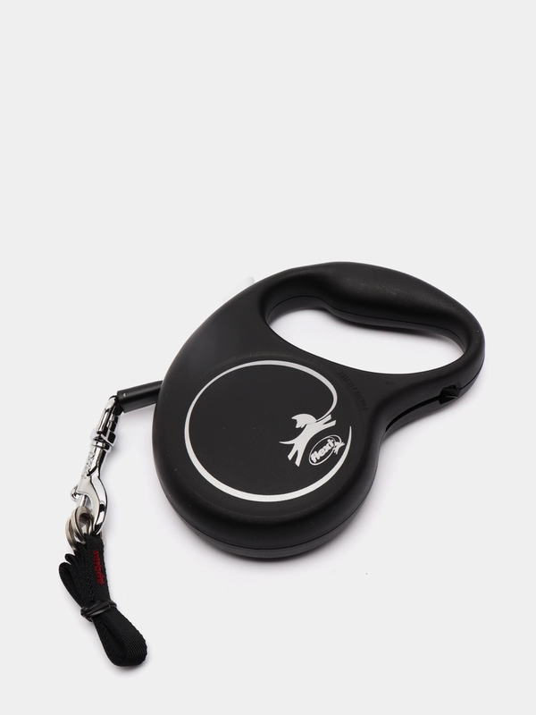 Поводок-рулетка для собак Flexi Black Design лента S, 5м 15кг, серебряный