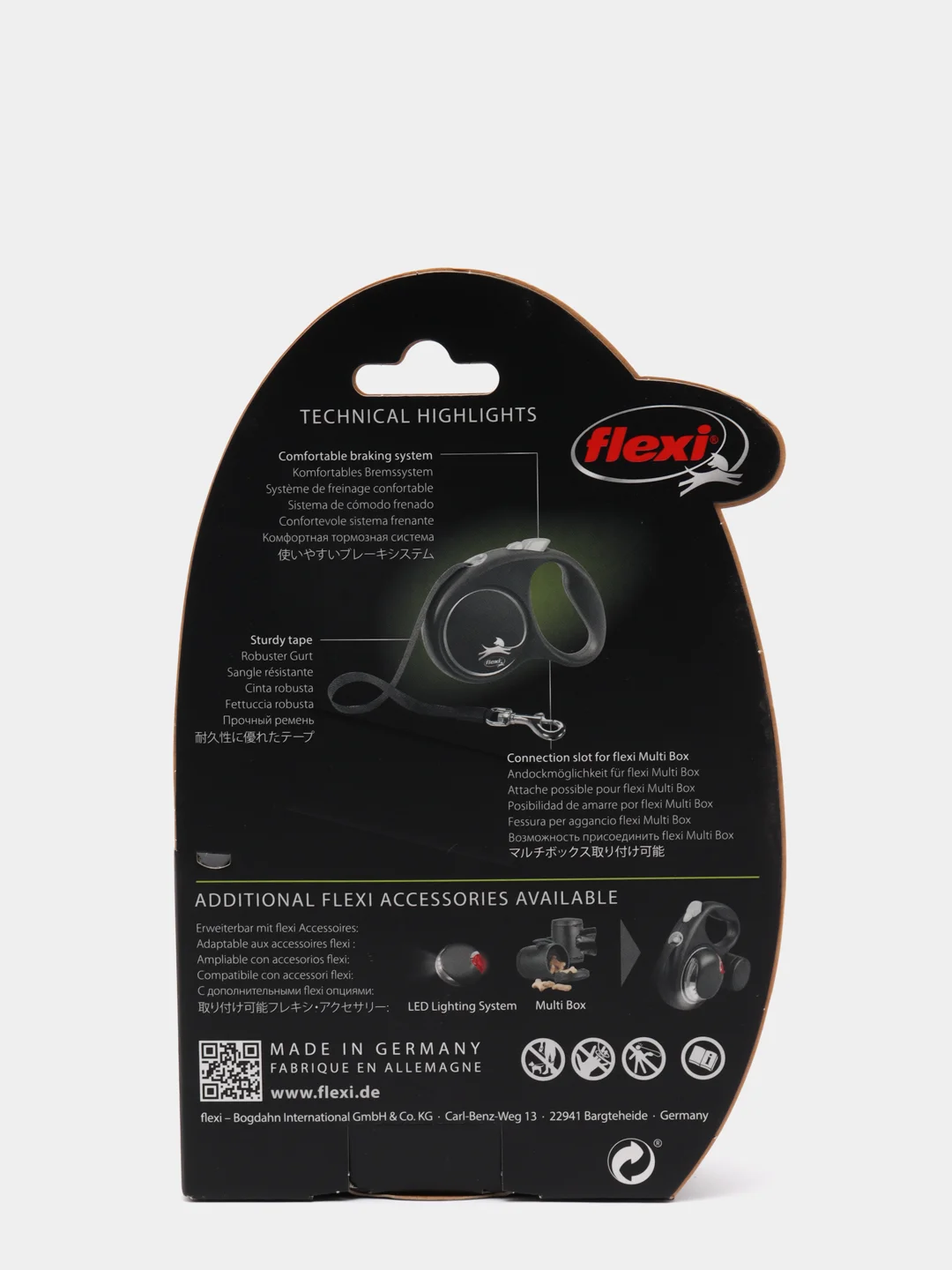 Поводок-рулетка для собак Flexi Black Design лента S, 5м 15кг, серебряный