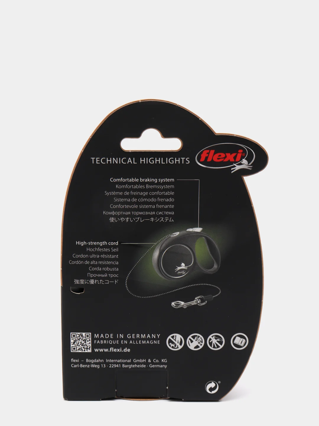 Поводок-рулетка для выгула собак Flexi Black Design трос XS, 3м, 8кг, розовый