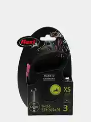 Поводок-рулетка для выгула собак Flexi Black Design трос XS, 3м, 8кг, розовый