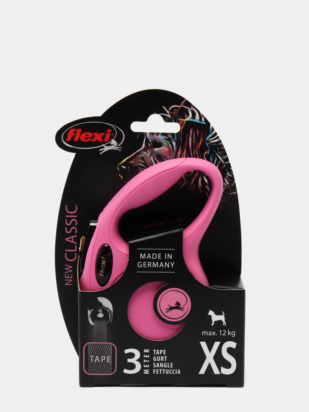 Поводок-рулетка для выгула собак Flexi New Classic лента XS, 3 м, 12 кг, розовый