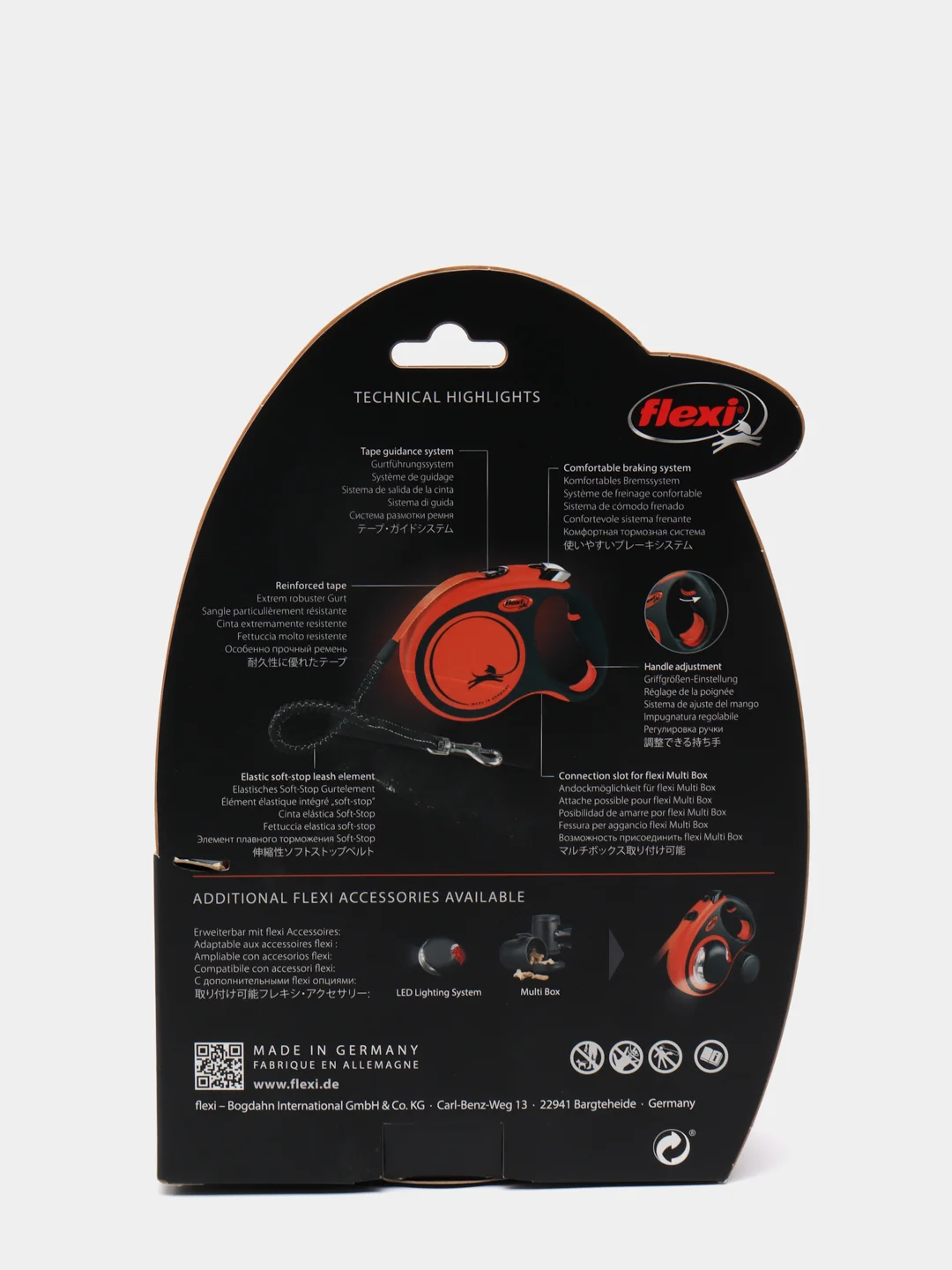 Поводок-рулетка для выгула собак Flexi Xtreme лента L, 5м 65кг, черный/оранжевый