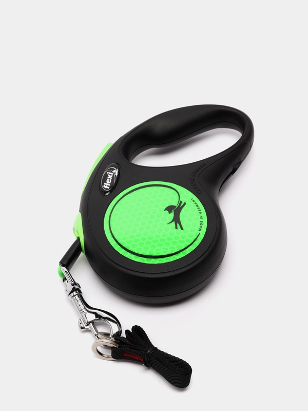 Поводок-рулетка для выгула собак Flexi New Neon лента S, 5м 15кг, зеленый