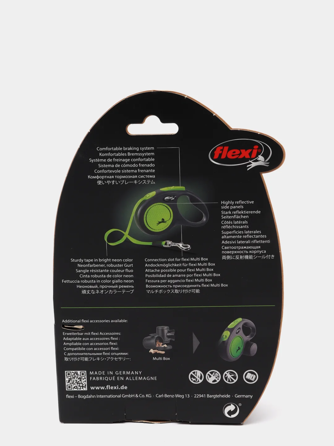 Поводок-рулетка для выгула собак Flexi New Neon лента S, 5м 15кг, зеленый