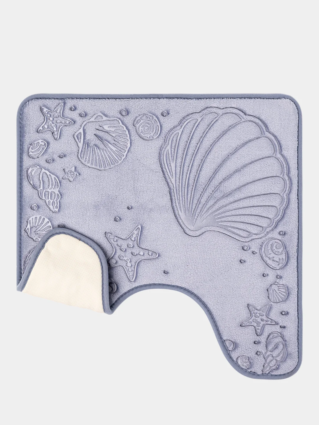 Коврик для туалета DeNASTIA "РАКУШКИ" memory foam 50x50см, синий