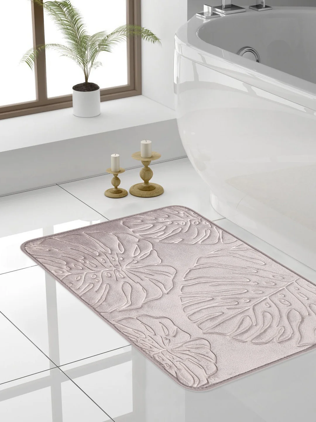 Коврик для ванной DeNASTIA "ТРОПИКИ" memory foam 50x70см, серый
