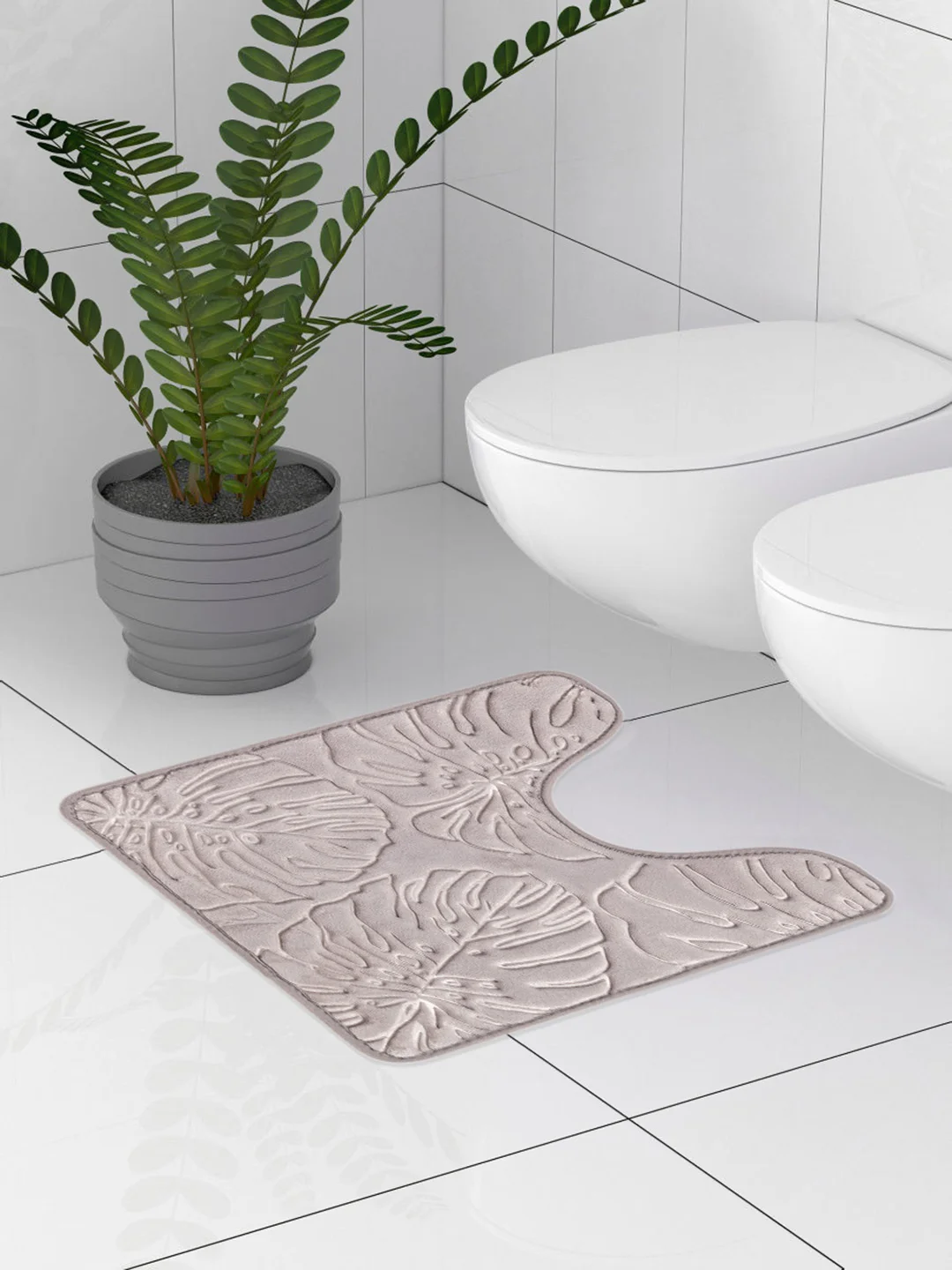 Коврик для туалета DeNASTIA "ТРОПИКИ" memory foam 50x50см, серый