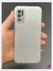 Серебряный чехол силиконовый с блестками для Xiaomi Redmi Note 10T / POCO M3 Pro защитой для камеры
