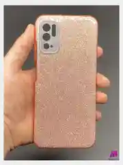 Розовый чехол силиконовый с блестками для Xiaomi Redmi Note 10T / POCO M3 Pro защитой для камеры