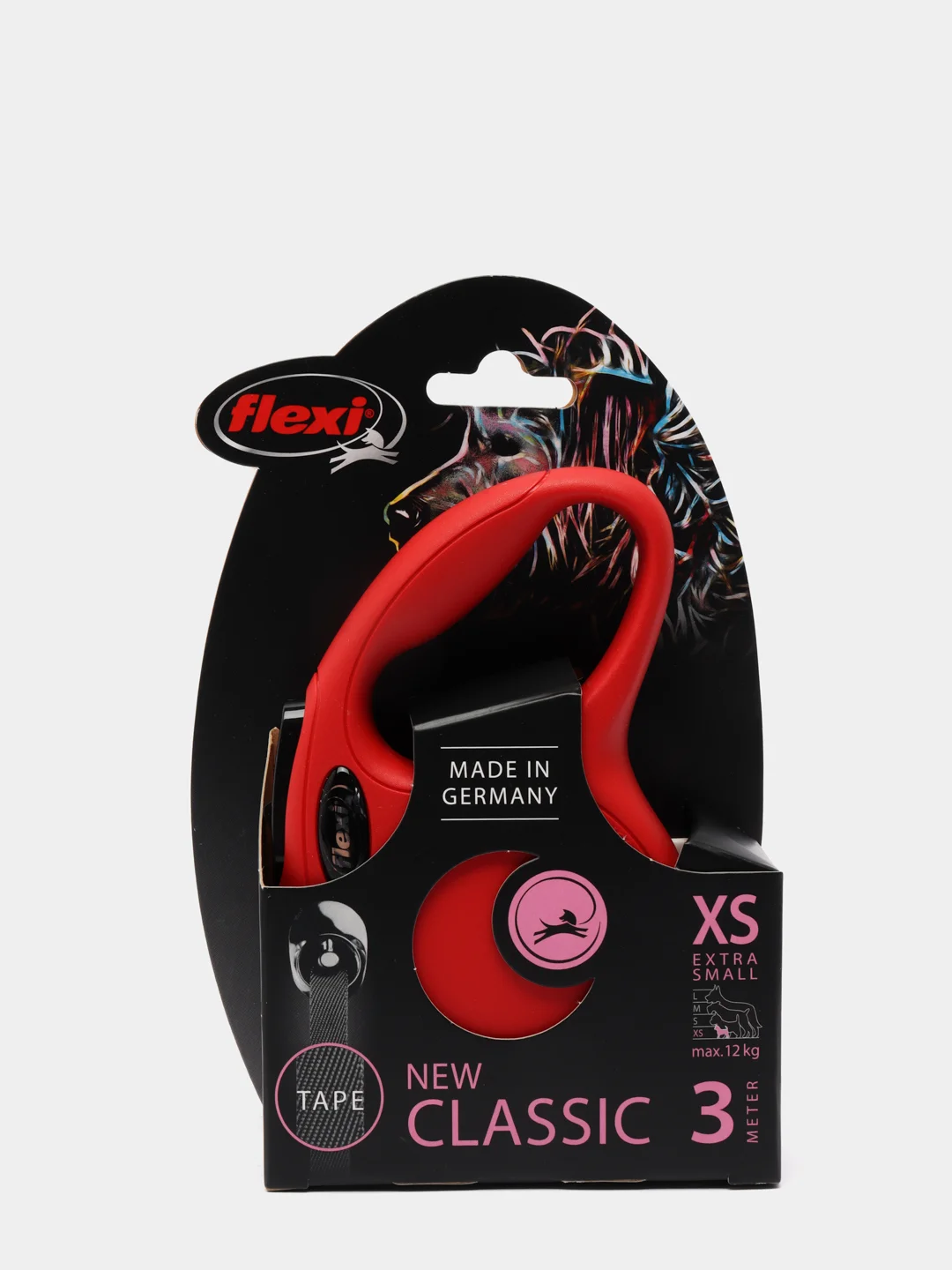 Поводок-рулетка для выгула собак Flexi Classic tape, XS, 3 м, 12 кг, red