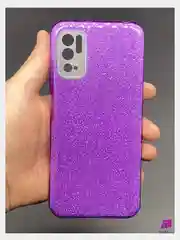Фиолетовый чехол силиконовый с блестками для Xiaomi Redmi Note 10T / POCO M3 Pro защитой для камеры