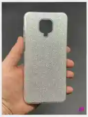 Серебряный чехол силиконовый с блестками для  Xiaomi Redmi Note 9 Pro / Note 9S Противоударный чехол