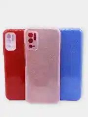 Золотой чехол силиконовый с блестками для Xiaomi Redmi Note 10T / POCO M3 Pro защитой для камеры