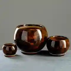 Набор горшков "Шар", коричневый, 3 штуки, 3 размера