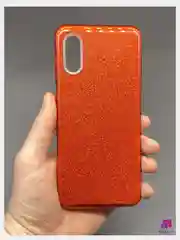 Красный чехол силиконовый с блестками для  Samsung Galaxy A02 2021 Противоударный чехол