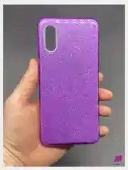 Фиолетовый чехол силиконовый с блестками для  Samsung Galaxy A02 2021 Противоударный чехол