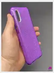 Фиолетовый чехол силиконовый с блестками для  Samsung Galaxy A02 2021 Противоударный чехол