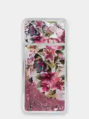 Лавандовый чехол Xiaomi Poco M3 силиконовый переливающийся жидкий с блестками и защитой камеры