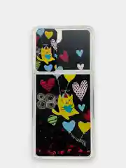 Черный чехол Samsung Galaxy S21 силиконовый переливающийся жидкий с блестками и защитой камеры
