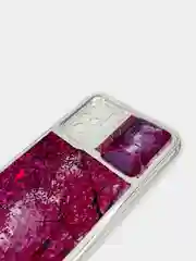 Желтый чехол Xiaomi Redmi Note 10, Note 10S, Poco M5s переливающийся жидкий и защитой камеры