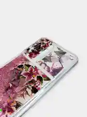 Желтый чехол Xiaomi Redmi Note 10 Pro переливающийся жидкий с блестками и защитой камеры