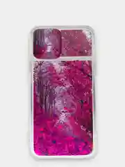 Фуксия чехол iPhone 11 силиконовый переливающийся жидкий с блестками и защитой камеры