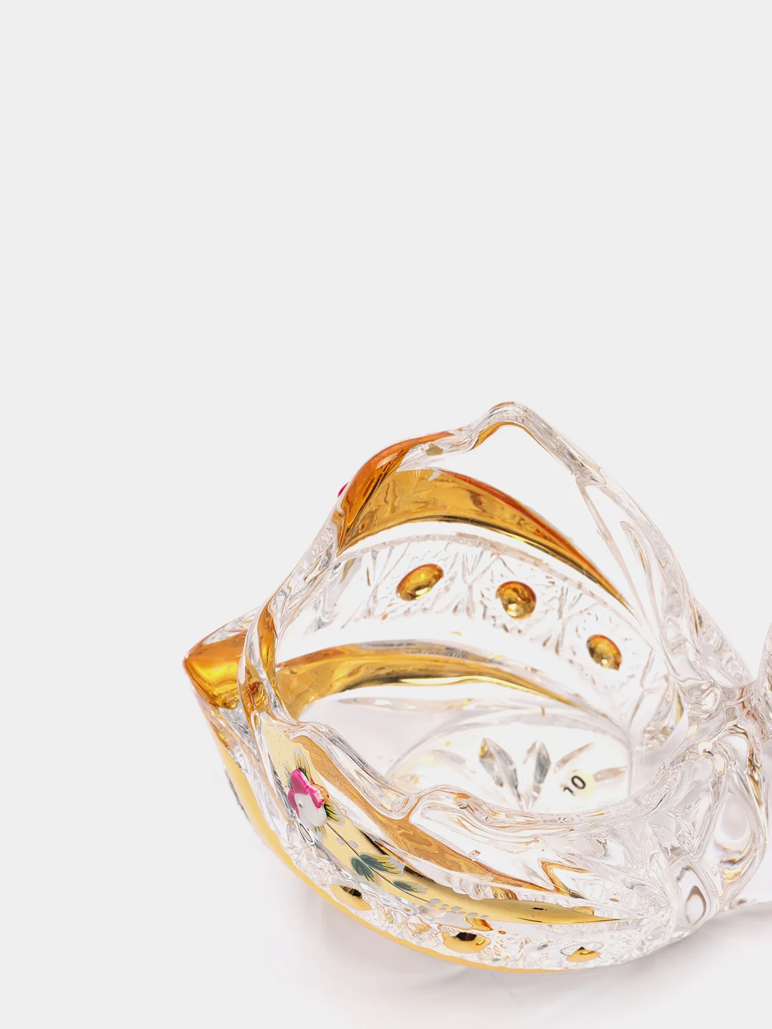 ИКОРНИЦА "ЛЕБЕДЬ LEFARD GOLD GLASS" 11*7 СМ. ВЫСОТА=8,5 СМ. С ЛОЖКОЙ