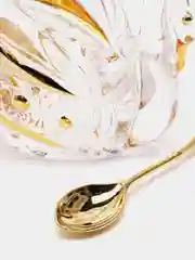 ИКОРНИЦА "ЛЕБЕДЬ LEFARD GOLD GLASS" 11*7 СМ. ВЫСОТА=8,5 СМ. С ЛОЖКОЙ