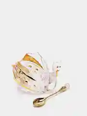 ИКОРНИЦА "ЛЕБЕДЬ LEFARD GOLD GLASS" 11*7 СМ. ВЫСОТА=8,5 СМ. С ЛОЖКОЙ