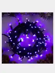 Сиреневый гирлянда "Нить" 10 м , IP20, тёмная нить, 100 LED, свечение мульти, 8 режимов, 220 В