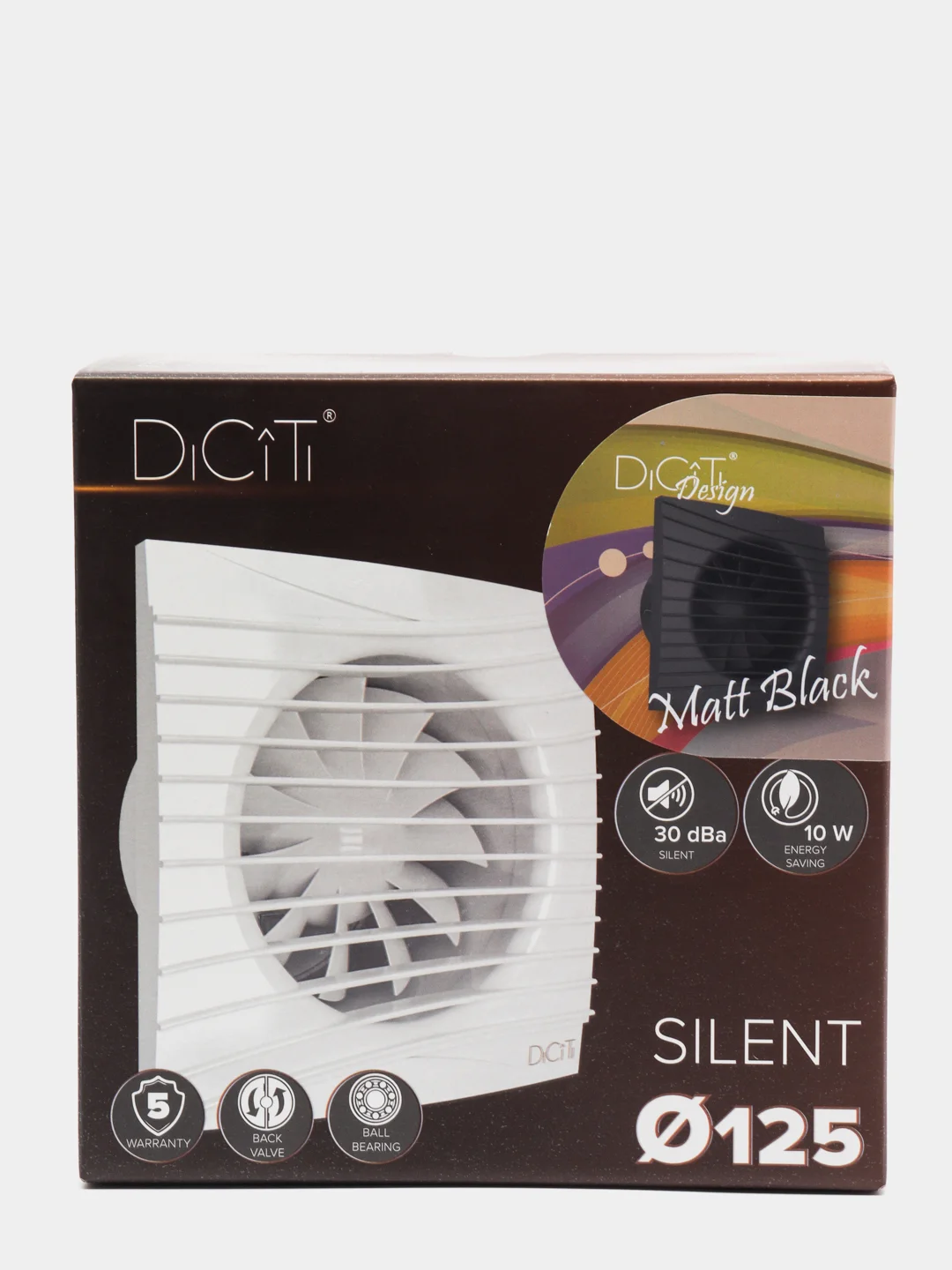 Вытяжной вентилятор 125 бесшумный черный матовый с обратным клапаном SILENT 5C Matt Black