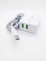 Сетевое зарядное устройство+2USB/быстрая зарядка для Lightning,Type-C,MicroUSB до 2.4A