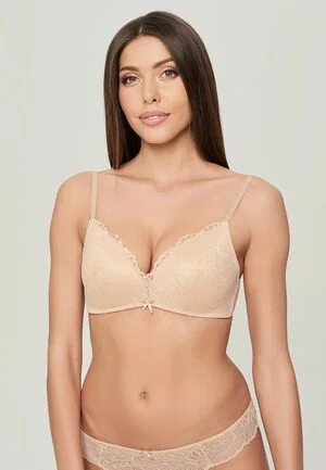Бежевый бюстгальтер SENSERA super push up без каркасов
