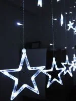 Белый светодиодная LED гирлянда-занавес "Звезда"